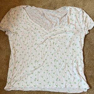 Pacsun Short Sleeve Floral V neck Tee